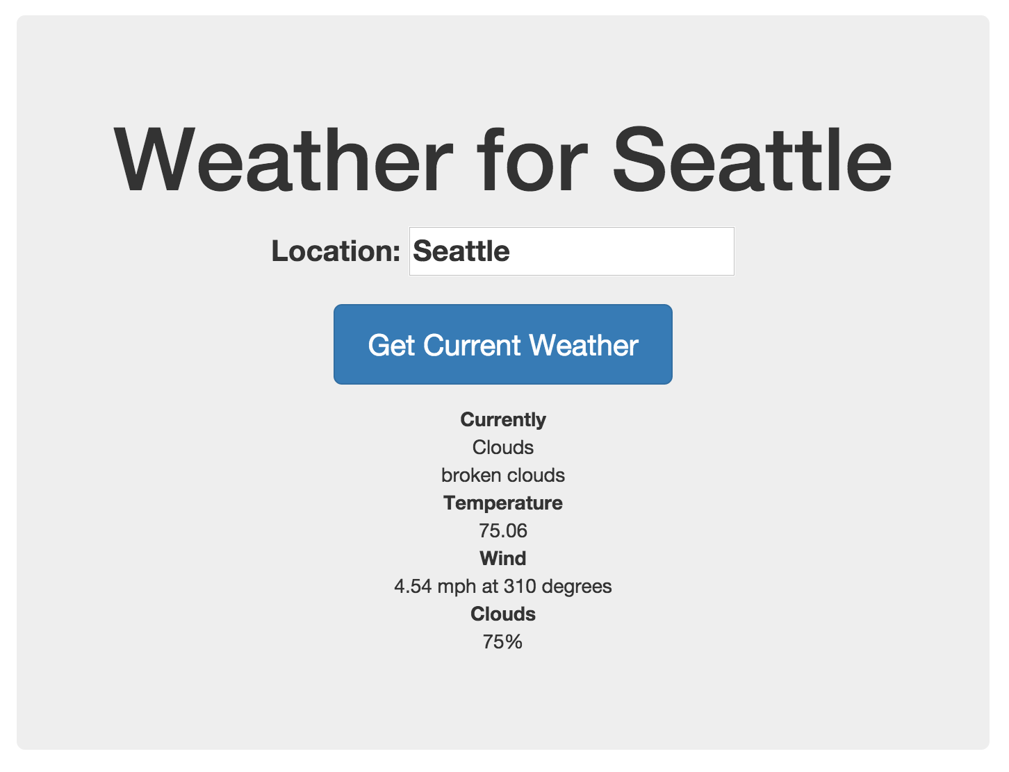 Home screen of weather app at start of this chapter.